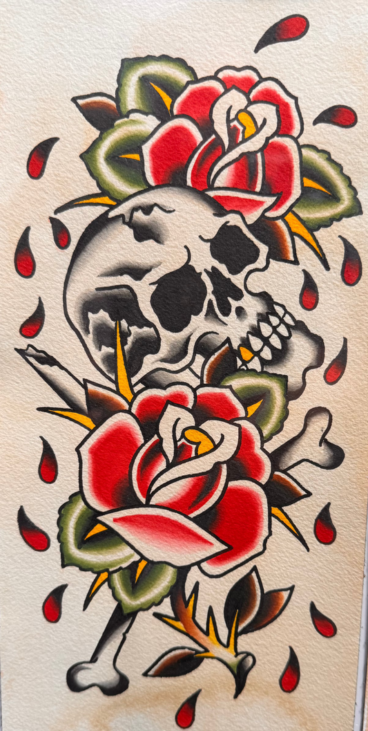 Skull, Roses, and Blood