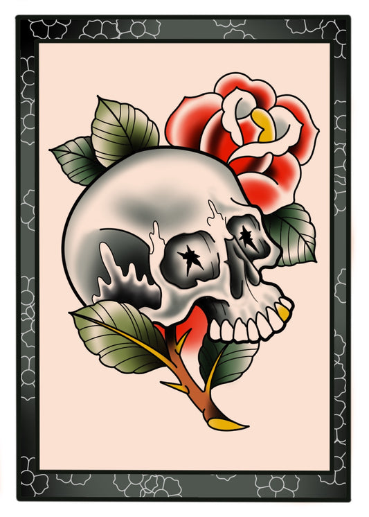 Skull and rose