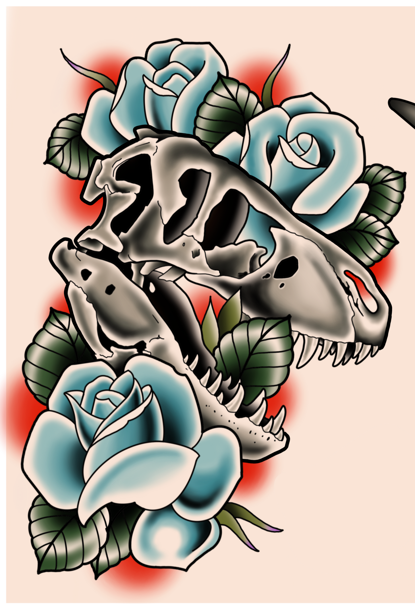 T-rex and roses