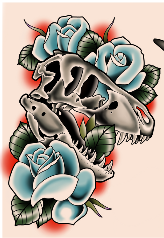 T-rex and roses